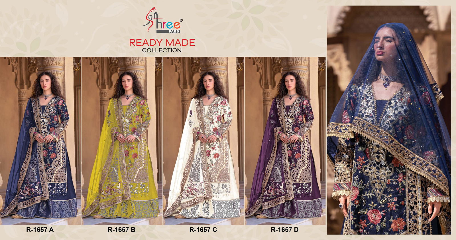 R 1657 By Shree Organza Pakistani Readymade Suits Wholesalers In Delhi
